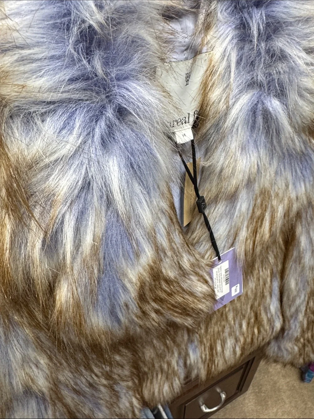 Unreal Fur Taupe and Lavender Faux Fur Cropped Coat - Picture 5 of 5